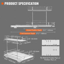 12.6W X 16.5Dx13H inches Heavy Duty Slide Out Pantry Shelves Steel Roll Out Drawers Sliding for Kitchen LX-C9138B( Pack of 2)