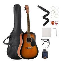 41 Inch Dreadnought Acoustic Guitar Bundle with Gig Bag Tuner Capo & Accessories (Sunburst)