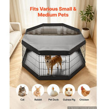 Dog Playpen 30" 8-Panel Foldable Metal Fence with Door Cover & Pad Black