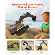 RC Excavator Toy, 1:14 Scale, 22-Channel Remote Control Digger with Metal Shovel, Lights & Sounds