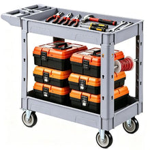 Utility Cart 550 LBS Capacity 2-Tier Heavy-Duty Plastic Service Cart 360° Swivel Wheels Storage Tray