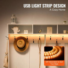 59" Hall Tree Entryway Bench with LED Coat Rack Shoe Storage, Adjustable Shelves & 12 Hooks for Mudroom Entryway & Hallway