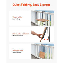 25x24 Inch Folding Balcony Railing Table – Outdoor Bar Table, 4-Level Adjustable Fits 1" to 8.27" Railings