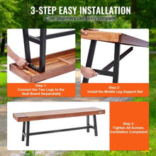 63-Inch Wood Garden Bench with Metal Legs 500 lbs Capacity – Perfect for Outdoors Garden Park Patio Yard and Front Porch