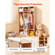 Kids Coat Cubby Organizer, 3-Section Wooden Locker with 6 Storage Cubbies