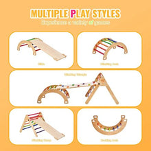 5-in-1 Pikler Triangle Set – Large Colorful Wooden Montessori Climbing Gym with Ramp & Arch (1–3 Years)