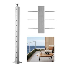 36" Silver Stainless Steel Deck Cable Rail Post with Brackets