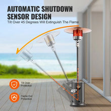 50,000 BTU Propane Patio Heater Hammered Metal with Round Table & Wheels (Silver Gray)