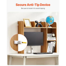 Wood Desktop Storage Organizer 2-Tier Bookshelf Hutch (Wood Color)
