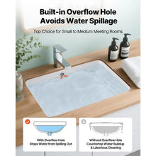 20.28" x 15.16" Rectangular Undermount Bathroom Sink White Ceramic Basin with Overflow