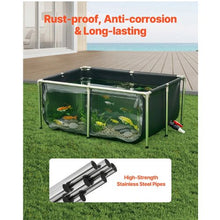 126.8-Gal PVC Koi Fish Pond with Viewing Panel Stainless Steel Frame & Drain Valve