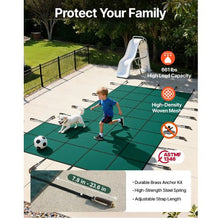 20x38 ft Inground Pool Safety Cover with Right Step Mesh Winter Cover with Hardware