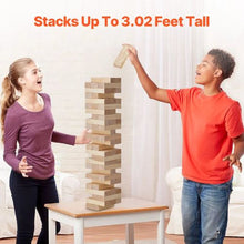 Tumbling Timber Toy, 54-Piece Wooden Stacking Game with Carry Bag & Scoreboard, Indoor/Outdoor Fun