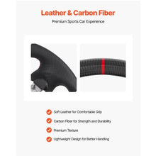 Nissan 370Z Steering Wheel 2008–2020 Carbon Fiber Flat-Bottom Design Non-Slip Leather Grip (Black)