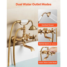 Clawfoot Tub Faucet Wall-Mount Bathtub Filler Handheld Shower Brushed Gold 360° Spout