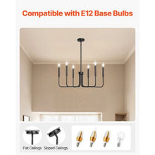 6-Light Black Farmhouse Chandelier Adjustable Height Hanging Light Fixture for Dining Room Bedroom Foyer Kitchen & Living Room
