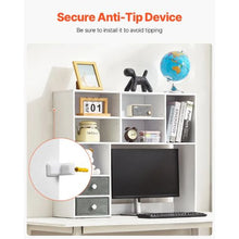 Desktop Bookshelf 3-Tier Wood Organizer with Drawers (White)