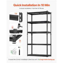 5-Tier Heavy Duty Metal Storage Shelves 2000 lbs Capacity Adjustable Garage Shelving Unit (Black)