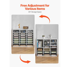 24-Compartment Literature Organizer with Adjustable Shelves Wooden MDF Mailbox Sorter (White)