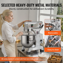 Commercial Food Mixer 18.7L, 1100W 3-Speed Stand Mixer with Stainless Steel Bowl & 3 Attachments