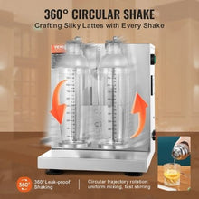 120W Commercial Double Head Milkshake Maker Machine, Adjustable 0-180s Milk Tea Shaker with 1L PC Cup Ideal for Milk Tea