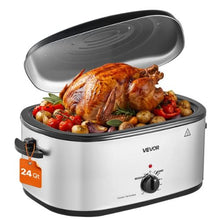 24QT Electric Roaster Oven 1450W 3 Food Trays Self-Basting Lid Warming Function Removable Rack
