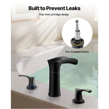 Roman Tub Faucet 3-Hole Waterfall Bathtub Faucet Set with 2 Handles Deck-Mount Matte Black Zinc Alloy