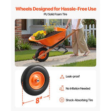 Heavy-Duty Garden Wheelbarrow – 6 Cu. Ft. Load 330 lbs Capacity Single Wheel 16" Wide Track Easy Loading Dump Cart