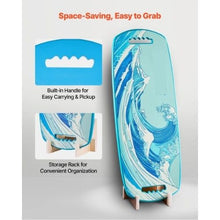 Wooden Balance Board with Roller Magnetic Stoppers & Rack (Blue)