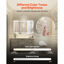 32" x 48" LED Bathroom Mirror with Anti-Fog Frontlit & Backlit Dimmable 3-Color Temperature Wall Mounted