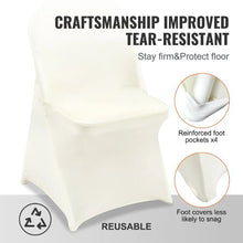 30PCS Stretch Spandex Folding Chair Covers Universal Washable Slipcovers (Ivory White)
