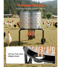 Electric Chicken Plucker Machine 25.6" Drum 1200W 275RPM 158 Soft Fingers Stainless Steel for Processing 4 Chicks with Transport Wheels