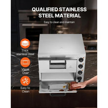 Commercial Countertop Pizza Oven 16" Double Deck Stainless Steel Electric Oven with Stone for Restaurant & Home Baking