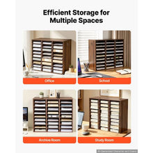 Wood Literature Organizer 27 Compartments Adjustable Shelves Countertop File Sorter (Brown)