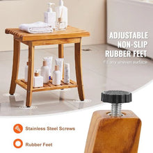 20-Inch Teak Shower Stool Waterproof with Storage Shelf 400 LB Capacity