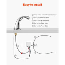 9/16 in Touchless Bathroom Sink Faucet Automatic Sensor Hot/Cold Water Battery Operated Chrome Plated