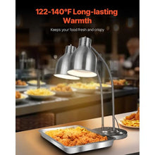 500W Electric Food Warmer Light, Two-Head Stainless Steel Heat Lamp with 3 Bulbs for Fries, Buffet & Kitchen Use