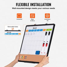 24"x 18" Monthly Calendar Whiteboard & Cork Board Combo with Aluminum Frame – 2-in-1 for School &Office