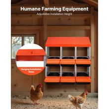 2-Tier Chicken Nesting Box 6-Compartment Roll-Out Egg Box for Hens Ducks & Poultry