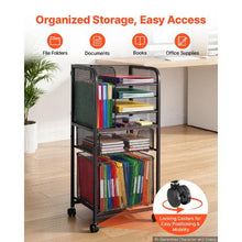 6-Tier Rolling File Cart with Drawers Under-Desk File Organizer 45 lbs Capacity (Black)