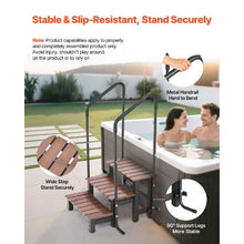 3-Step Hot Tub Steps with Handrail 25.2 In Wide Spa Stairs 550 lb Capacity