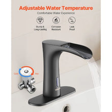 9/16" Touchless Bathroom Sink Faucet Automatic Motion Sensor Waterfall Tap with Cover Plate Hot/Cold