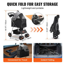 4 Wheels Dog Stroller With 35lbs Detachable Carrier DTC-804F