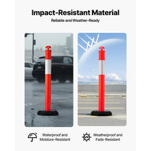 48" Traffic Delineator Posts with Fillable Base & Reflective Strips, for Construction Site & Parking Lot Safety (3 Pack)