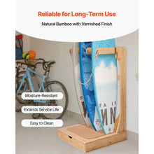 3-Tier Wooden Surfboard Stand Freestanding Rack with Hooks & Cork Padding for Storage and Display