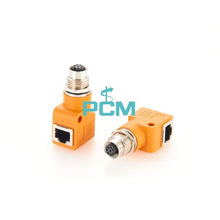 8 Pin Right Angle M12 to RJ45 Bulkhead Cable Adapter PCM-0666