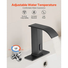 9/16 In Touchless Bathroom Sink Faucet Automatic Motion Sensor Waterfall Tap Matte Black