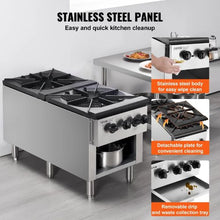 Commercial 2-Burner Gas Stove 180,000 BTU Propane/Natural Gas Range Stainless Steel
