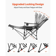 Reclining Camping Chair – 4 Position Folding Lounger with Headrest & Footrest (Gray)