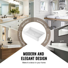 24" Rectangular Vessel Sink White Ceramic Above Counter Bathroom Basin